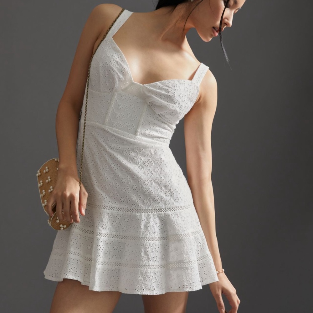 Mare Mare x Anthro White Eyelet Mini Dress